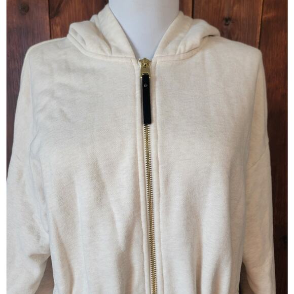 Varley Women S Victoria Hoodie Oatmeal Gold Zip Drawstring Waist Comfy VAR00990 - Picture 2 of 13